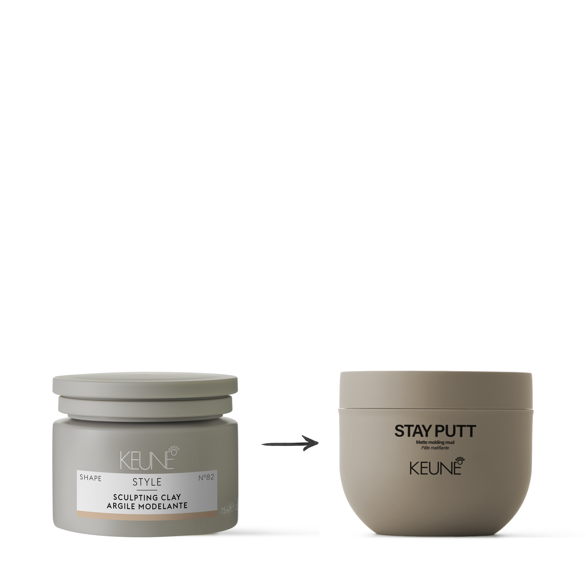 Add versatility to your hairstyle with Keune Stay Putt Matte Molding Mud, enriched with shea butter for a smooth touch.