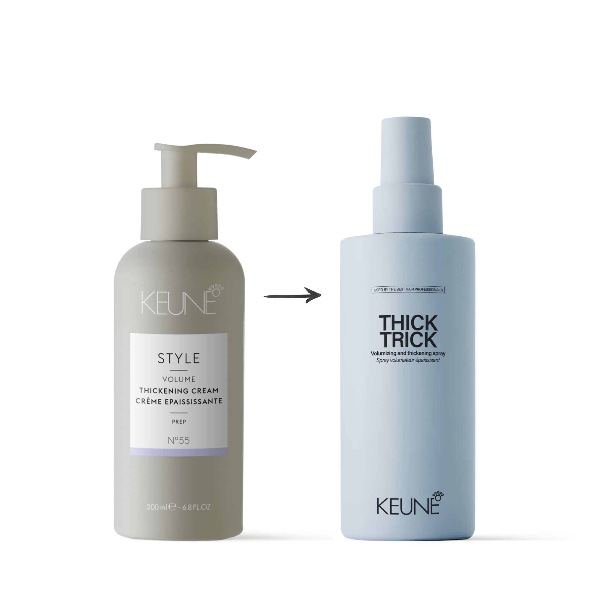 Keune Thick Trick - Spray volumateur et épaississant. Boostez le volume et l'épaisseur de vos cheveux fins avec ce protecteur thermique. Pour des coiffures saines et fortes.